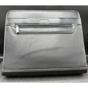 Franklin Covey Black Leather Day Planner Binder Organizer Handles Zipper